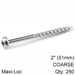 KREG Zinc Pocket Hole Screws 51mm 2.00' #8 Coarse Thread Mx Loc 250ct
